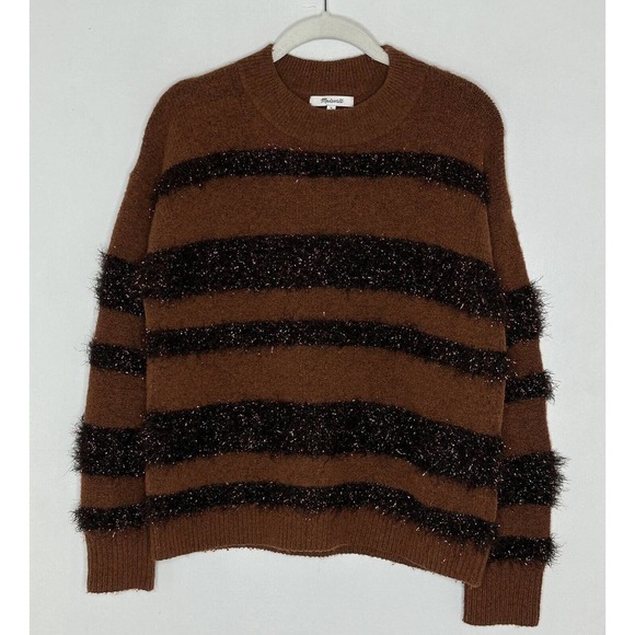 Madewell Womens Wool Brown Tinsel Stripe Sweater Size Small - Picture 2 of 6